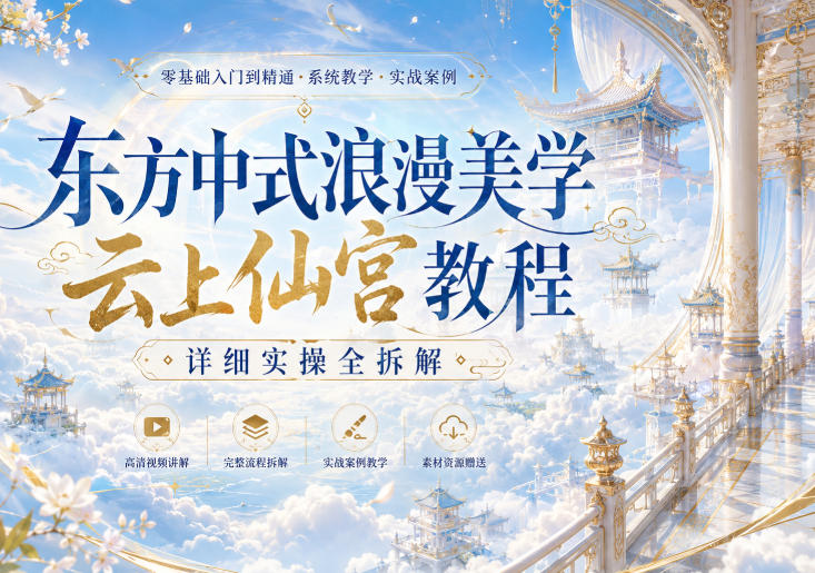 东方中式浪漫美学云上仙宫教程，详细实操全拆解-怪兽网创俱乐部