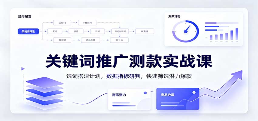 关键词推广测款实战课：选词搭建计划，数据指标研判，快速筛选潜力爆款-邪修侠 - 演示