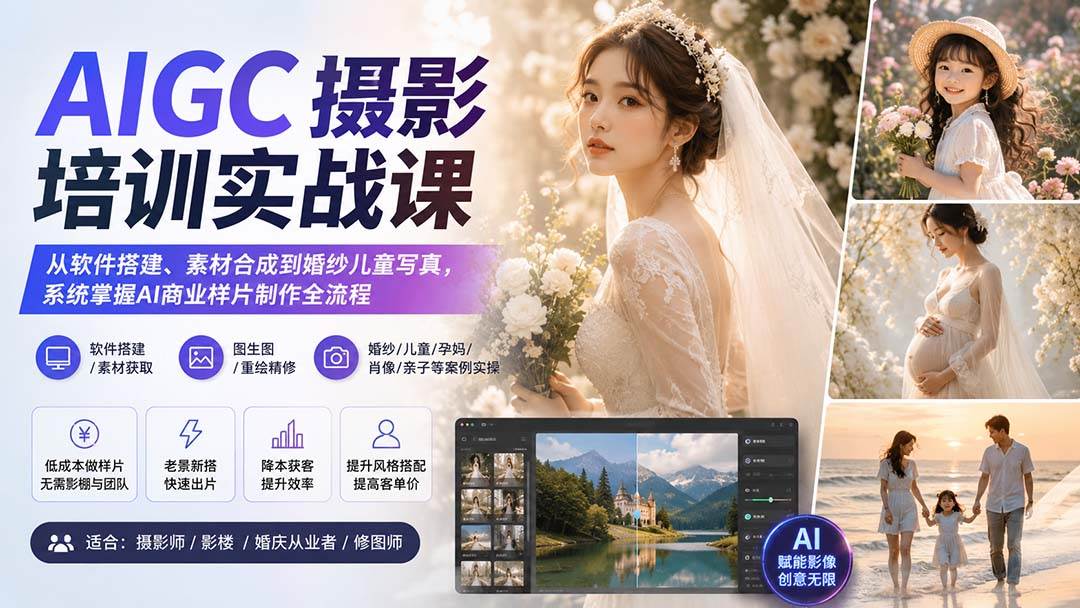 （20161期）AIGC摄影培训实战课：从软件搭建、素材合成到婚纱儿童写真，系统掌握AI商业样片制作全流程-邪修侠 - 演示
