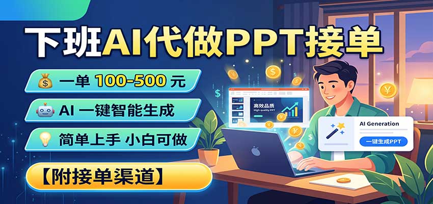 下班AI代做PPT接单，一单100-500，AI一键生成，小白也能做，附接单渠道-邪修侠 - 演示