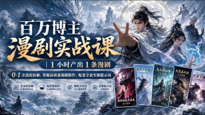 百万博主漫剧实战课|1小时产出1条漫剧,0‑1全流程拆解,掌握高质量漫剧制作,配套全套实操提示词-网创百晓生