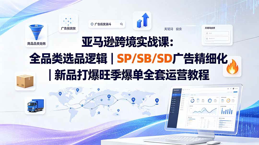 （20160期）亚马逊跨境实战课-更新8月：全品类选品逻辑｜SP/SB/SD广告精细化｜新品打爆旺季爆单全套运营教程-怪兽网创俱乐部