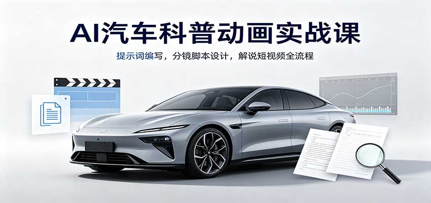 AI汽车科普动画实战课：提示词编写，分镜脚本设计，解说短视频全流程-邪修侠 - 演示