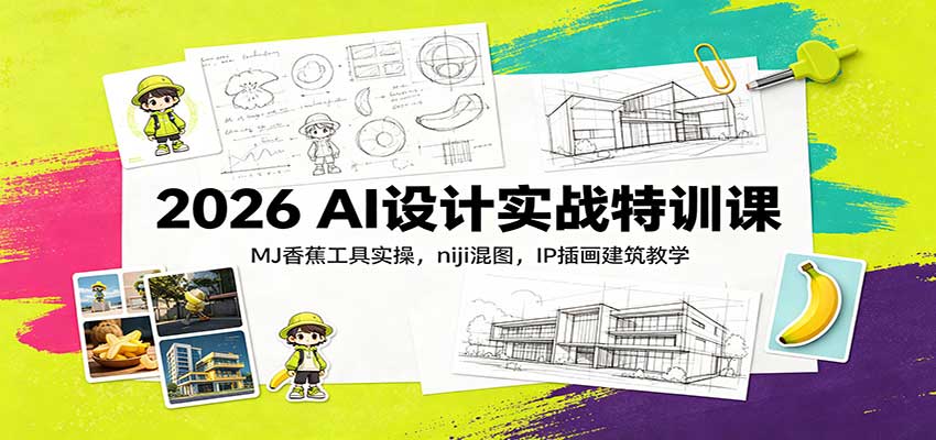 2026 AI设计实战特训课:MJ香蕉工具实操,niji混图,IP插画建筑教学-邪修侠 - 演示