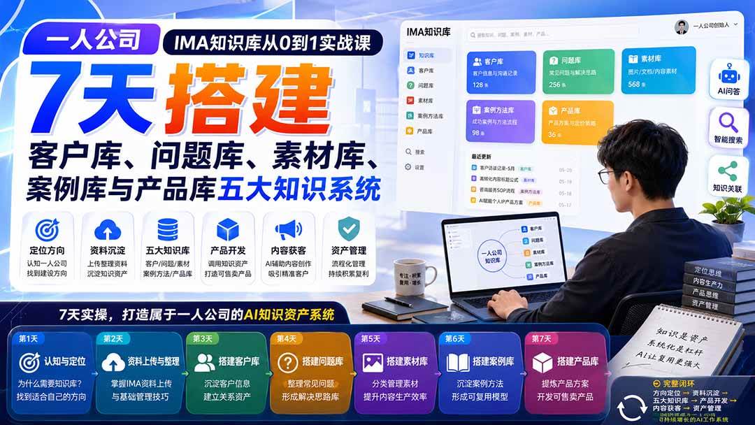 （20191期）一人公司IMA知识库从0到1实战课：7天搭建客户库、问题库、素材库、案例库与产品库五大知识系统-邪修侠 - 演示