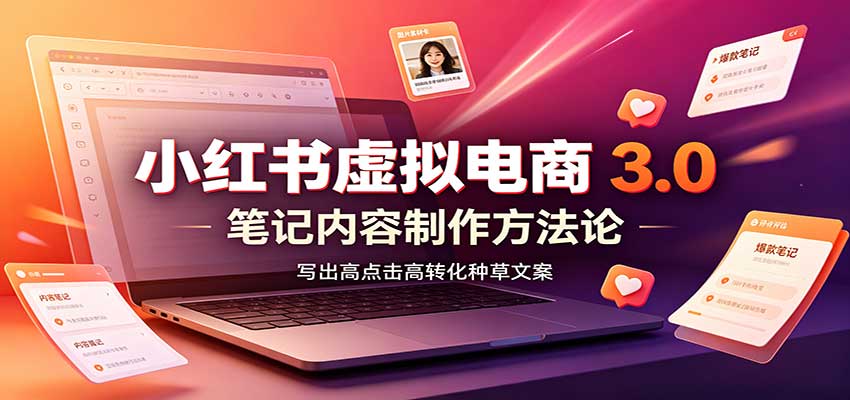 小红书虚拟电商3.0:账号搭建选品开店,笔记内容制作,矩阵投放教学-邪修侠 - 演示