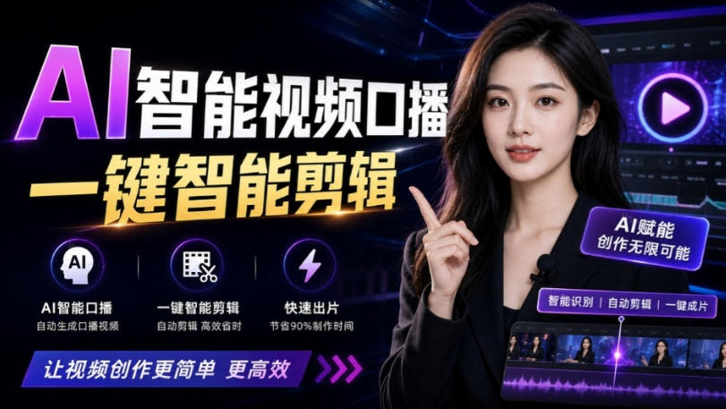 AI智能视频口播一键剪辑，轻松出效果！口播动效库Skill来了，一键给添加动态文字、数据展示等video-talkcraft-网创百晓生