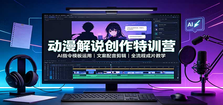 动漫解说创作特训营：AI指令模板运用，文案配音剪辑，全流程成片教学-邪修侠 - 演示