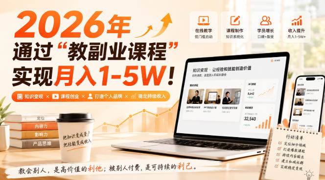 （20252期）2026年通过“教副业课程”实现月入1-5W！毫无保留的全部教给你-邪修侠 - 演示
