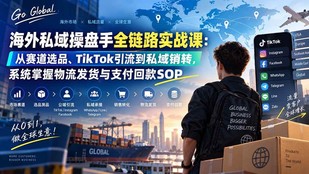 （20255期）海外私域操盘手全链路实战课：从赛道选品、TikTok引流到私域销转，系统掌握物流发货与支付回款SOP-邪修侠 - 演示