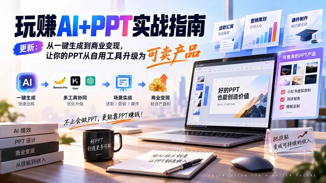 （20247期）玩赚AI+PPT实战指南-更新5月13：从一键生成到商业变现，让你的PPT从自用工具升级为可卖产品-怪兽网创俱乐部