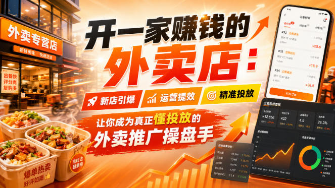 开一家賺钱的外卖店：新店引爆·运营提效·精准投放，让你成为真正懂投放的外卖推广操盘手-90网