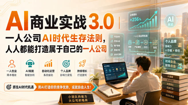 AI商业实战3.0｜一人公司AI时代生存法则，人人都能打造属于自己的一人公司-90网