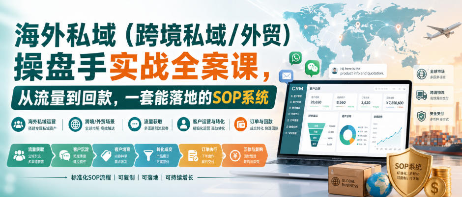 海外私域（跨境私域/外贸）操盘手实战全案课，从流量到回款，一套能落地的SOP系统-邪修侠 - 演示