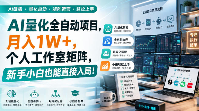 AI量化全自动项目，月入1W+，个人工作室矩阵，新手小白也能直接入局！【揭秘】-90网