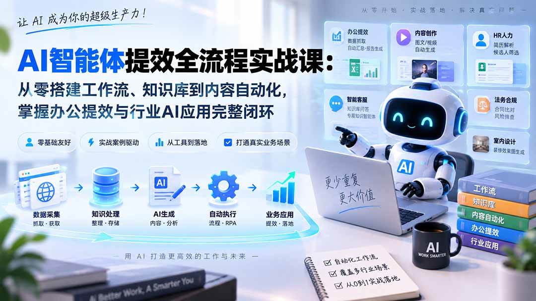 (20260期)AI智能体提效全流程实战课:从零搭建工作流、知识库到内容自动化,掌握办公提效与行业AI应用完整闭环-邪修侠