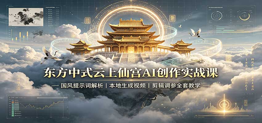东方中式云上仙宫AI创作实战课:国风提示词解析,本地生成视频,剪辑调参全套教学-邪修侠