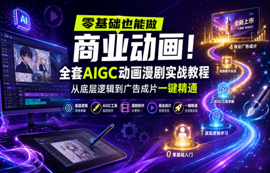 零基础也能做商业动画！全套AIGC动画漫剧实战教程，从底层逻辑到广告成片一键精通（更新0905）-网创百晓生