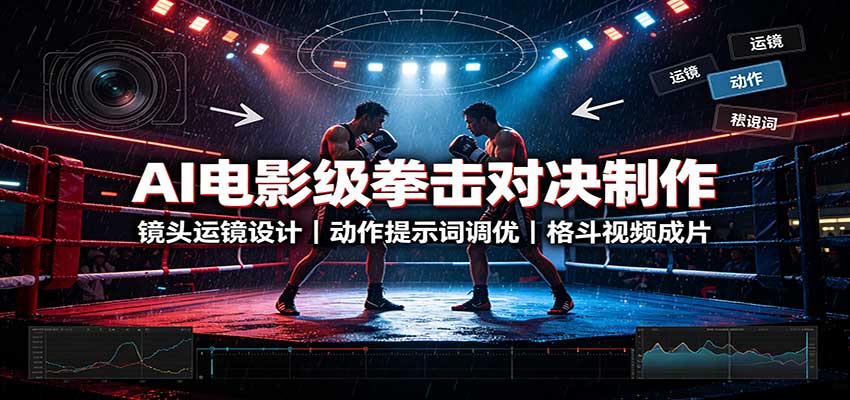 AI电影级拳击对决制作:镜头运镜设计,动作提示词调优,格斗视频成片-邪修侠