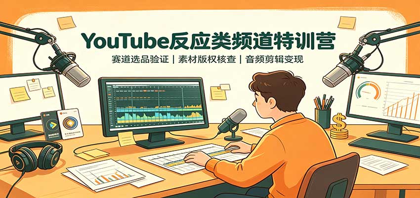 YouTube反应类频道特训营：赛道选品验证，素材版权核查，音频剪辑变现-邪修侠 - 演示