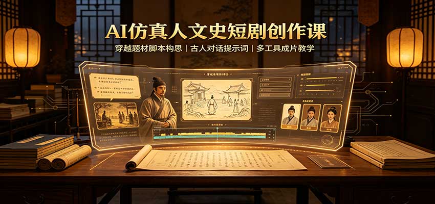 AI仿真人文史短剧创作课：穿越题材脚本构思，古人对话提示词，多工具成片教学-邪修侠 - 演示