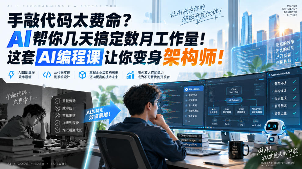 手敲代码太费命？AI帮你几天搞定数月工作量！这套AI编程课让你变身架构师！【原创双语字幕】-怪兽网创俱乐部