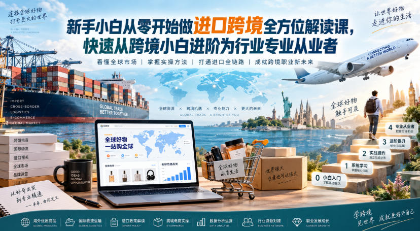 新手小白从零开始做进口跨境全方位解读课,快速从跨境小白进阶为行业专业从业者-网创百晓生