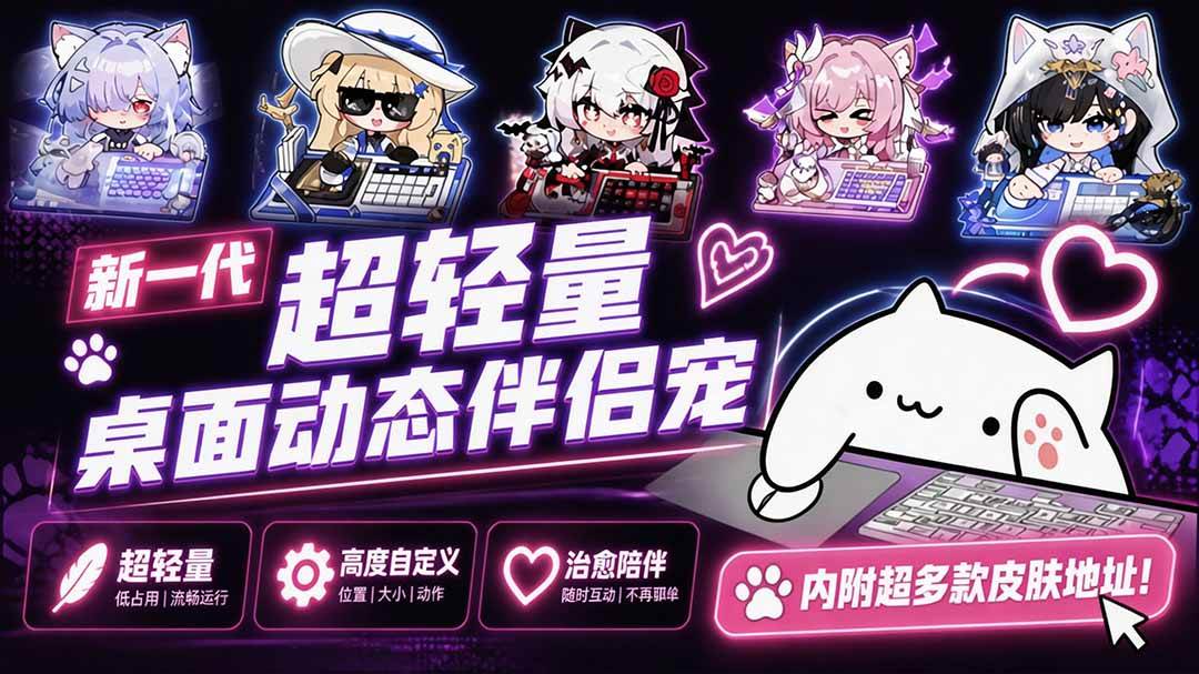 （20293期）开源免费用！新一代超轻量桌面动态伴侣宠，体验更美观，更丝滑，内附超多款皮肤地址，BongoCat