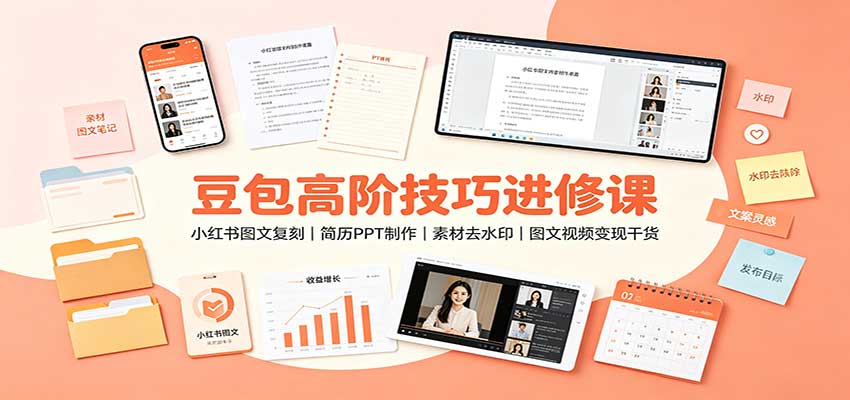 豆包高阶技巧进修课：小红书图文复刻，简历PPT制作，素材去水印，图文视频变现干货-邪修侠 - 演示