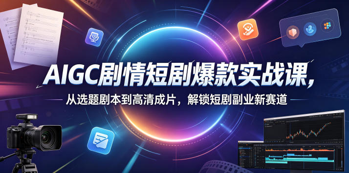 AIGC剧情短剧爆款实战课,从选题剧本到高清成片,解锁短剧副业新赛道(更新0906)-网创百晓生