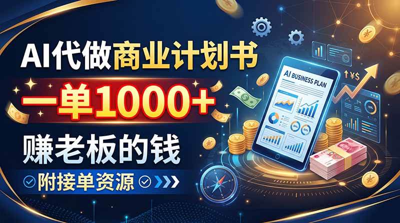 （20303期）AI代做商业计划书，一单1000+，赚老板的钱，附接单资源-多课资源站
