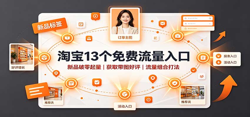 淘宝13个免费流量入口：新品破零起量，获取带图好评，流量组合打法-邪修侠