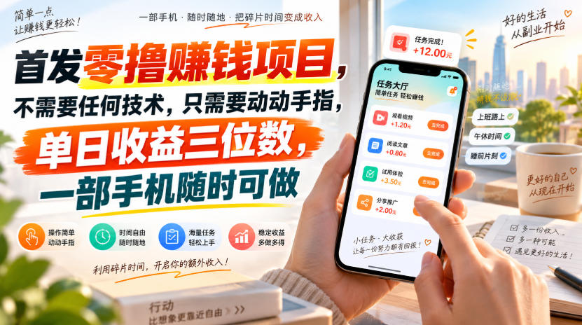 首发零撸賺钱项目，不需要任何技术，只需要动动手指，单日收益三位数，一部手机随时可做【揭秘】-奇点库