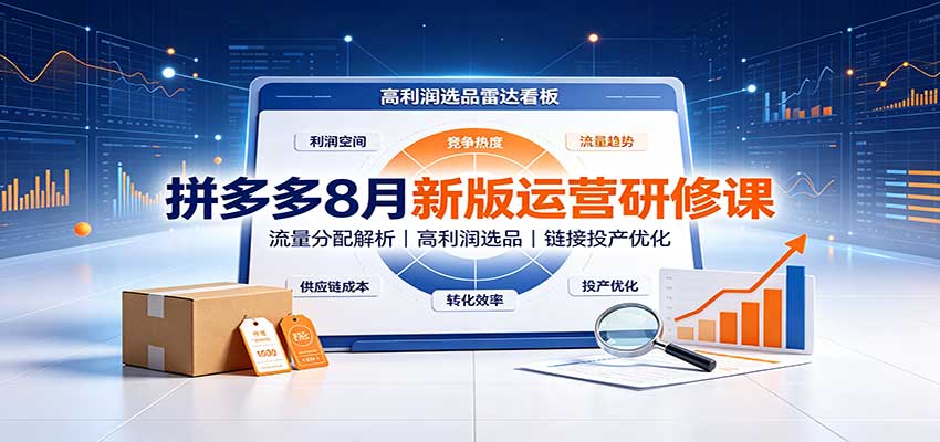 拼多多8月新版运营研修课：流量分配解析，高利润选品，链接投产优化-邪修侠