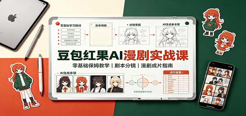 豆包红果AI漫剧实战课:零基础保姆教学,剧本分镜,漫剧成片指南-邪修侠