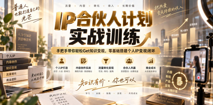 IP合伙人计划实战训练,手把手带你轻松Get知识变现,零基础搭建个人IP变现闭环(更新260908)-网创百晓生
