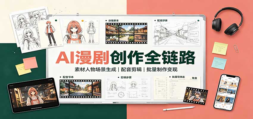 AI漫剧创作全链路：素材人物场景生成，配音剪辑，批量制作变现-邪修侠