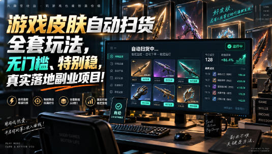 游戏皮肤自动扫货全套玩法,无门槛、特别稳,真实落地副业项目!【揭秘】-网创百晓生