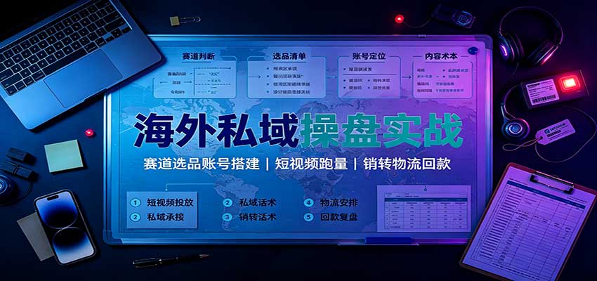 海外私域操盘实战:赛道选品账号搭建,短视频跑量,销转物流回款-邪修侠