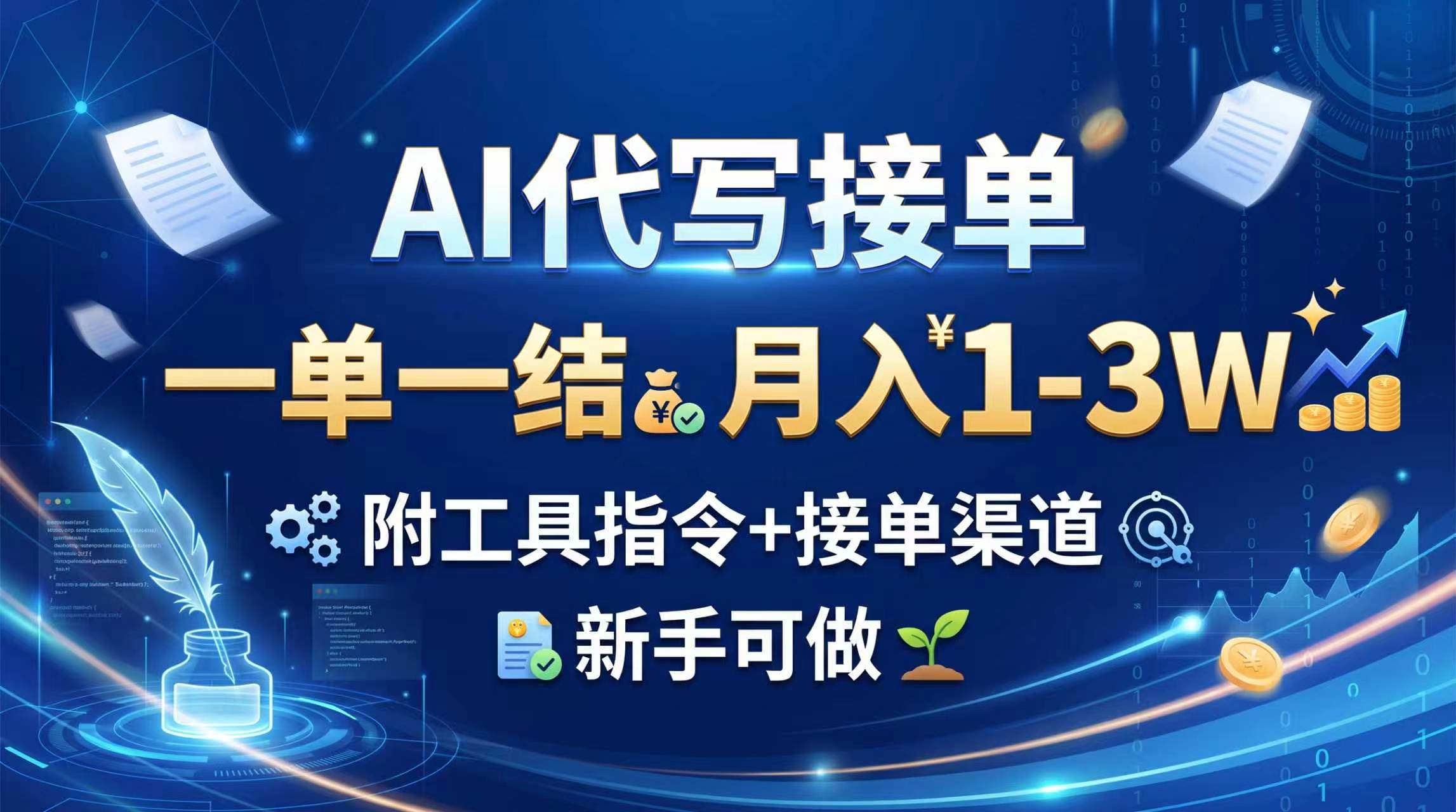 （20343期）AI代写接单，一单一结，月入1-3W，附工具指令+接单渠道，新手可做-多课资源站