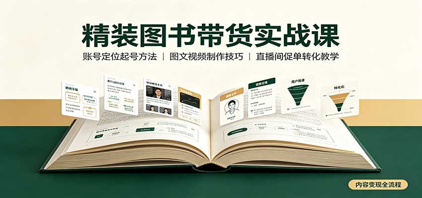 精装图书带货实战课：账号定位起号方法，图文视频制作，促单转化教学-邪修侠