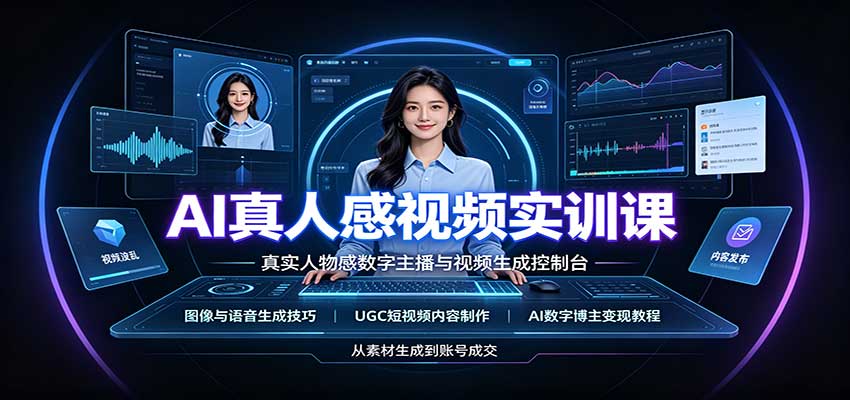 AI真人感视频实训课:图像语音生成,UGC内容制作,AI数字博主变现教程-邪修侠