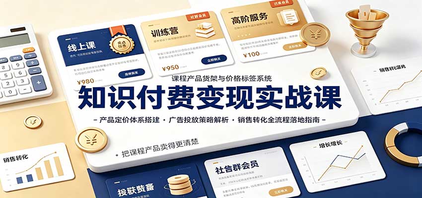 知识付费变现实战课:产品定价体系搭建,广告投放,销售转化全流程落地指南-邪修侠