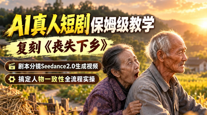 AI真人短剧保姆级教学，复刻《丧失下乡》，剧本分镜Seedance2.0生成视频，搞定人物一致性全流程实操-网创百晓生