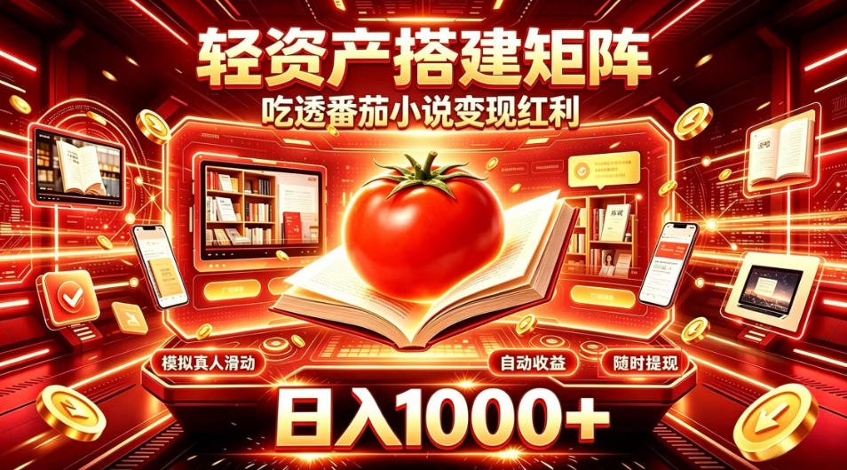 轻资产搭建矩阵,吃透番茄小说变现红利,日入1000+,支持无限矩阵放大【揭秘】-90网