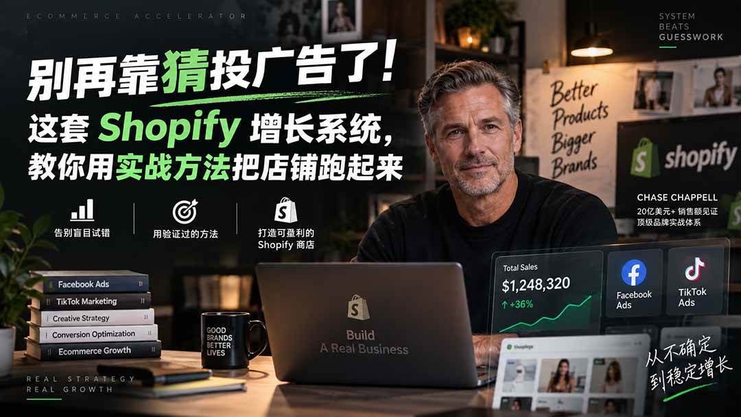 （20367期）别再靠猜投广告了！这套 Shopify 增长系统，教你用实战方法把店铺跑起来【原创双语字幕】-多课资源站