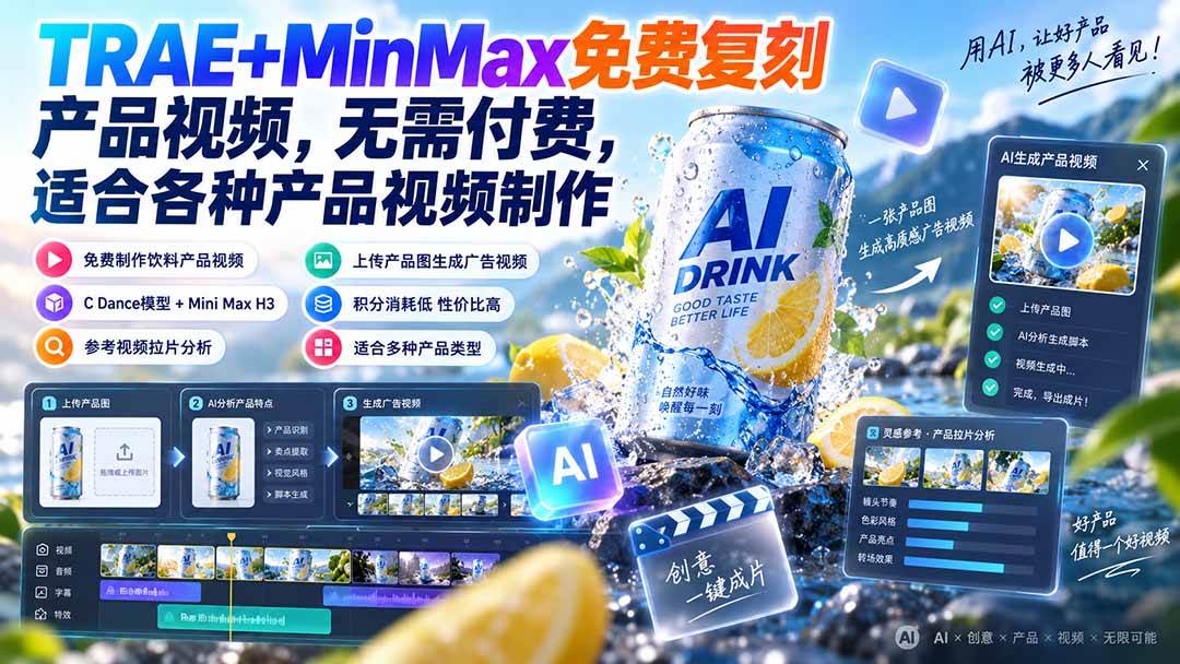 （20362期）TRAE+MinMax免费复刻产品视频，无需付费，适合各种产品视频制作-多课资源站