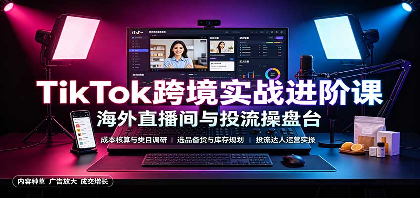 TikTok跨境实战进阶课：成本核算类目调研，选品备货，投流达人运营-邪修侠