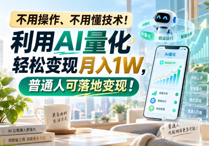 不用操作、不用懂技术！利用AI量化轻松变现月入1W，普通人可落地变现！【揭秘】-网创百晓生