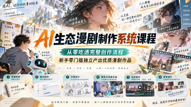 AI生态漫剧制作系统课程，从零吃透完整创作流程，新手零门槛独立产出优质漫剧作品-怪兽网创俱乐部